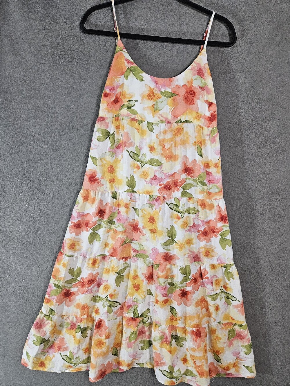 Cozy Casual Womens Medium Midi Dress Floral Sleeveless Keyhole Oversized Boho